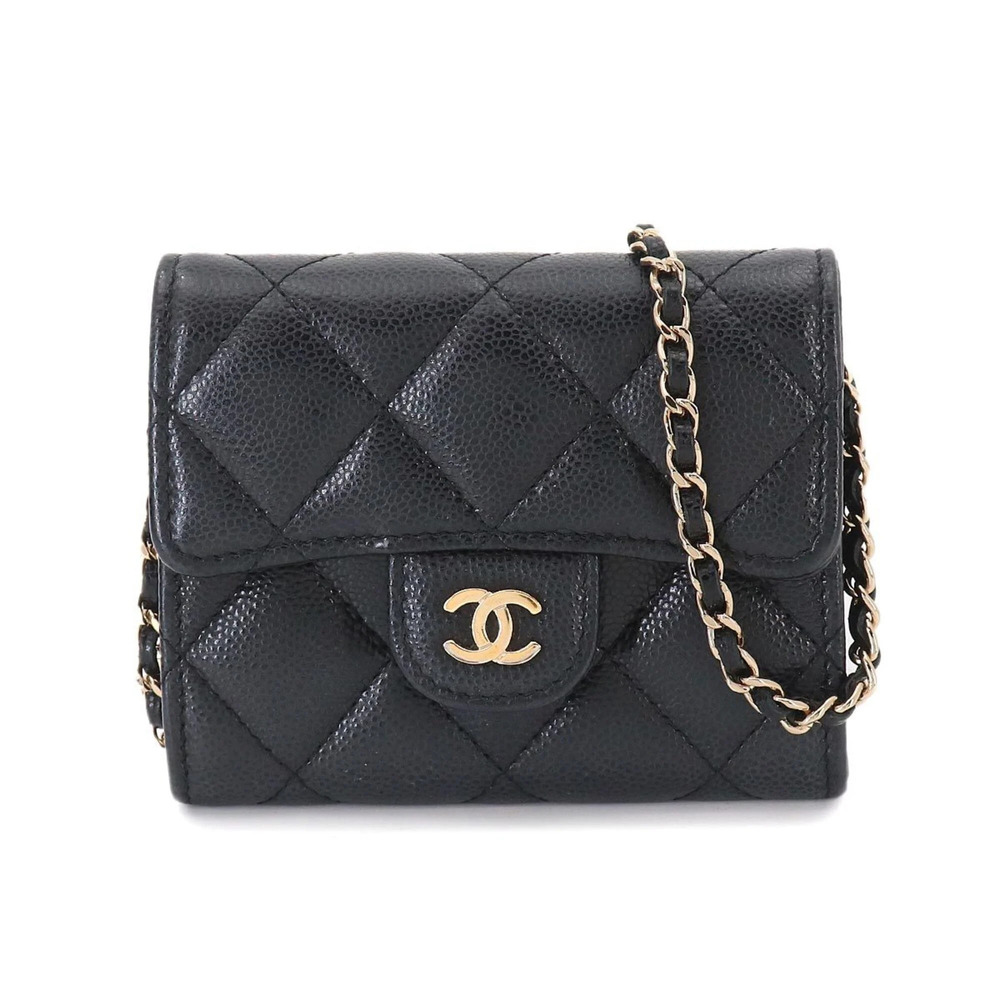 CHANEL Black Caviar Leather Wallet